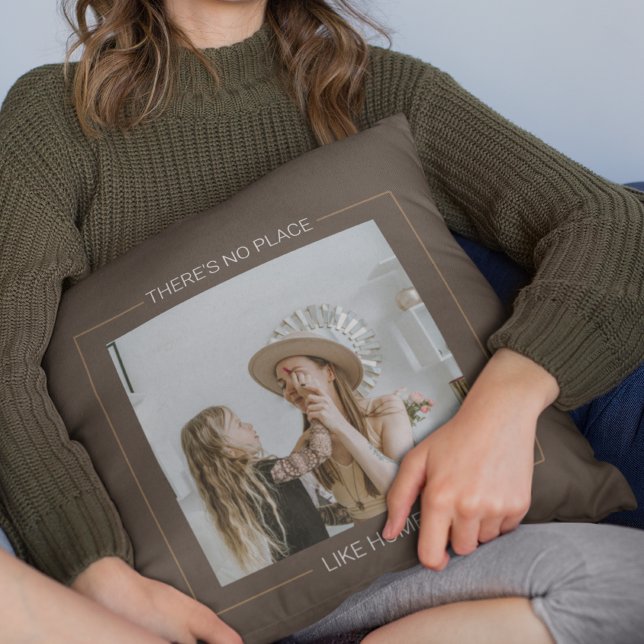 Almofada Castanho Moderno | Foto da família | Presente domé (Criador carregado)