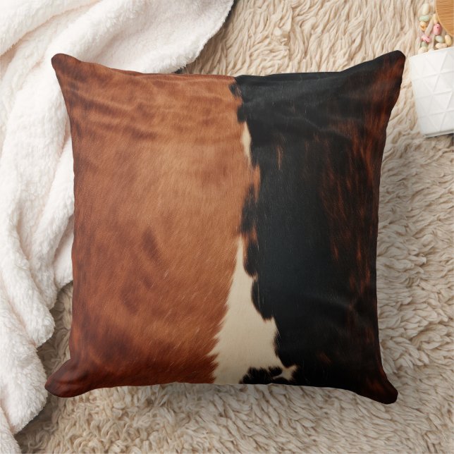 Almofada Castanho Negro Sudoeste Faux Cowhide (Cobertor)