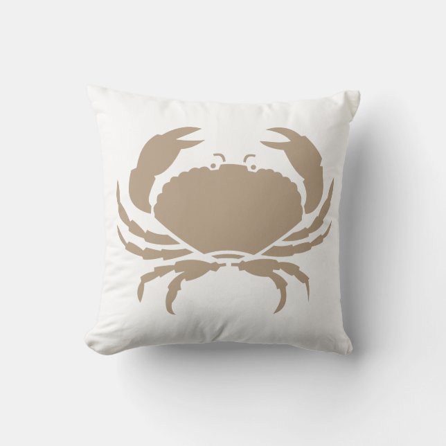 Almofada castanho taupe CRAB BRANCO  travesseiro (Frente)