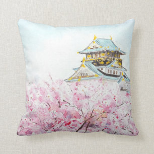 Almofada Castelo de Osaka e travesseiro decorativo de sakur