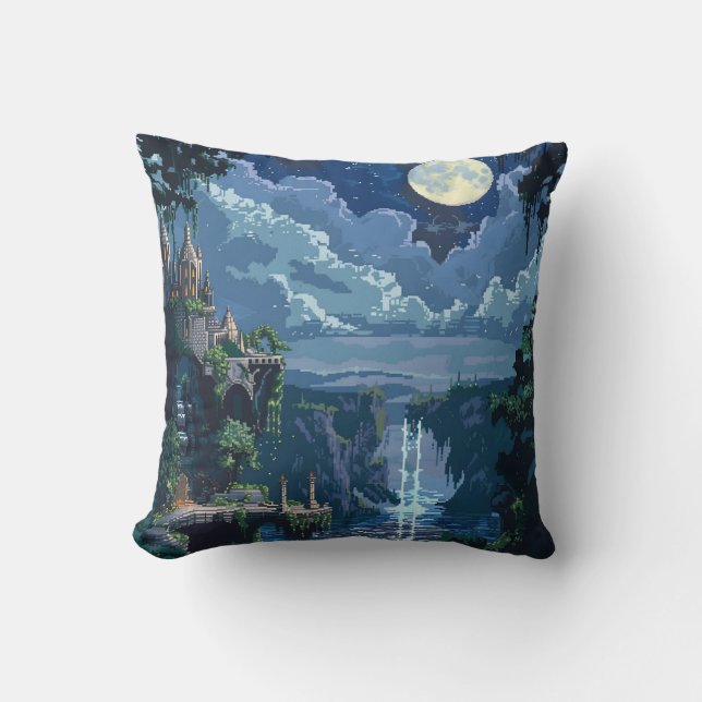 Almofada Castelo Moonlit de 8 Bits (Frente)