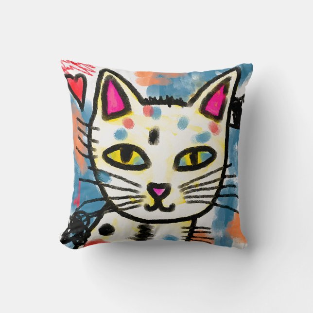 Almofada Cat Abstrato Art Feliz (Frente)