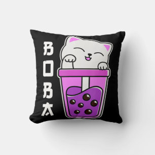 Almofada Cat Boba Anime Bubble Tea Neko Girls Kawaii Girls