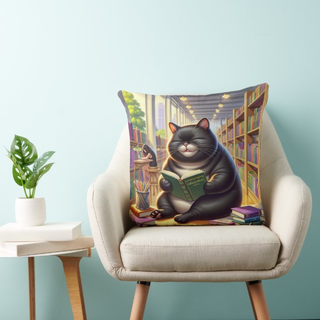 Almofada Cat está lendo um livro (Cadeira)