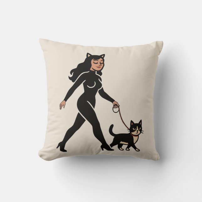 Almofada Cat Lady Cutie Tuxedo Cat | Cats Mom Graphic Bone (Frente)