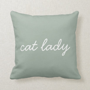 Almofada Cat Lady Simple Script Modern - Sage Verde