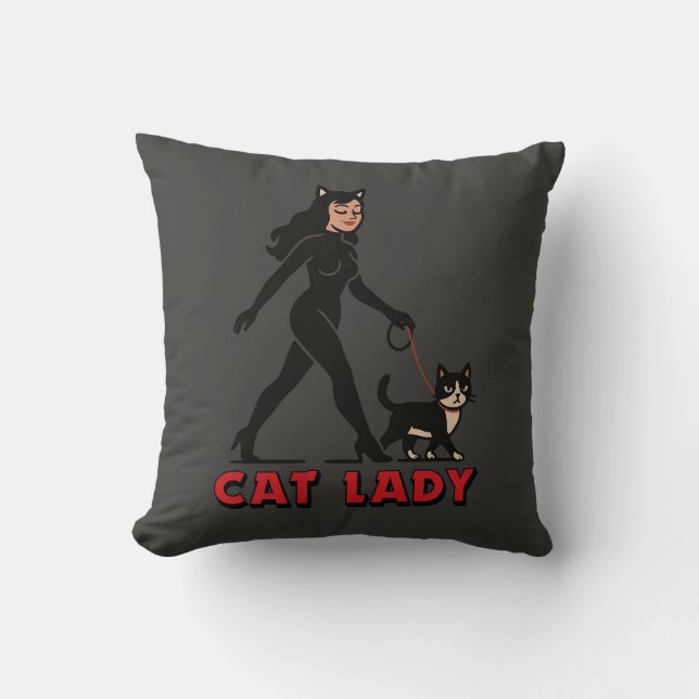 Almofada Cat Lady - Tuxedo Cats Lover - Comic Art Graphic (Frente)