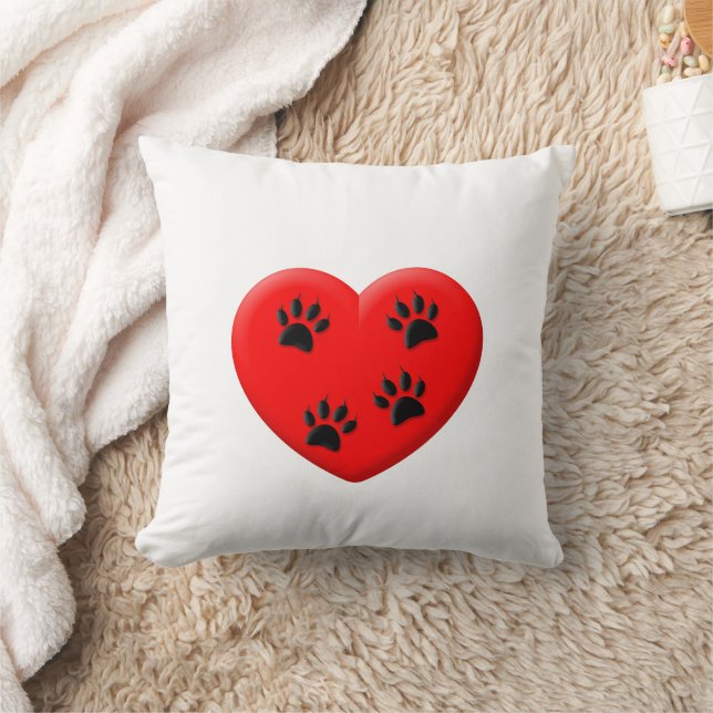 Almofada Cat Lover Red Heart And Paws Classic (Cobertor)