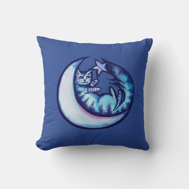 Almofada Cat Moon Caturday Star Art Roxo Moon Cat (Frente)