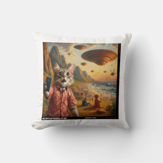 Almofada Cat UFO Selfie: Presente Do Kitten #06 (Frente)