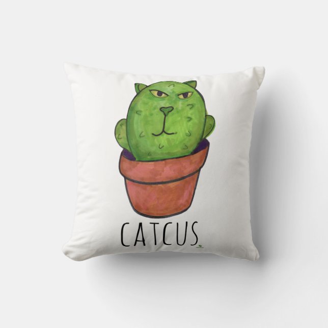 Almofada Catcus Pet Cactus Diversão Cartoon Cat Mashup (Frente)