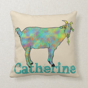 Almofada Catherine Cabra Excêntrica Colorida Arte Animal Fu