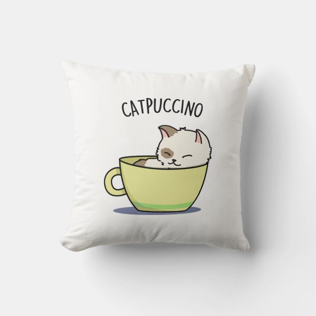 Almofada Catpuccino Gato De Gatinho Engraçado Na Taça (Frente)
