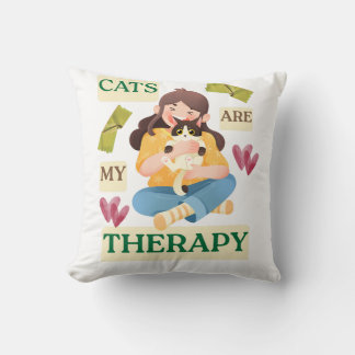 Almofada Cats Are My Therapy – Cute Cat Lover Design