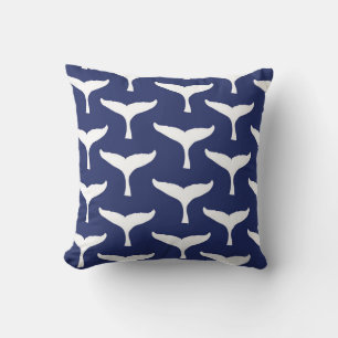 Almofada Cauda de Baleia Branca Animal Marinho Oceano Azul