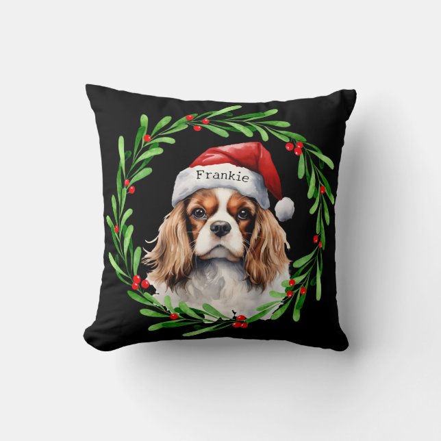 Almofada Cavaleiro de Natal Rei Charles Spaniel Pet (Frente)