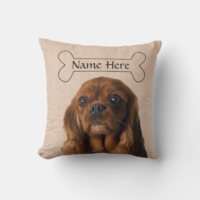 Almofada Cavaleiro Personalizado Rei Charles Spaniel Dog (Frente)