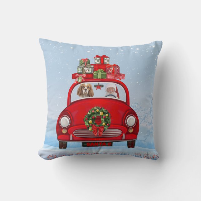 Almofada Cavaleiro Rei Cachorro No Carro Com Papai Noel  (Frente)