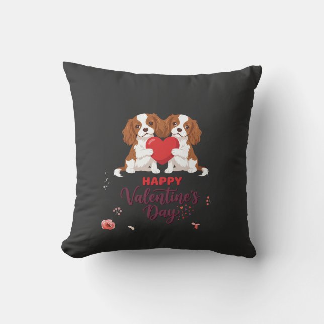 Almofada Cavalier King Cachorro Feliz Dia dos Namorados Flo (Frente)