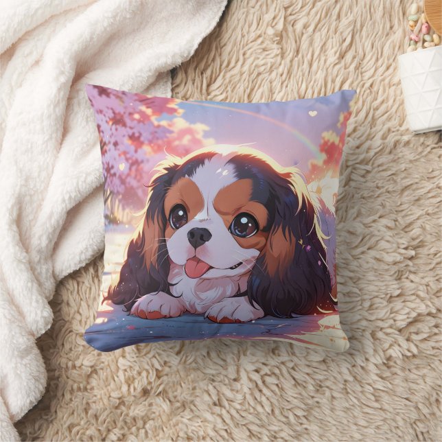 Almofada Cavalier King Charles Pastel Sakura Rainbow sky (Cobertor)