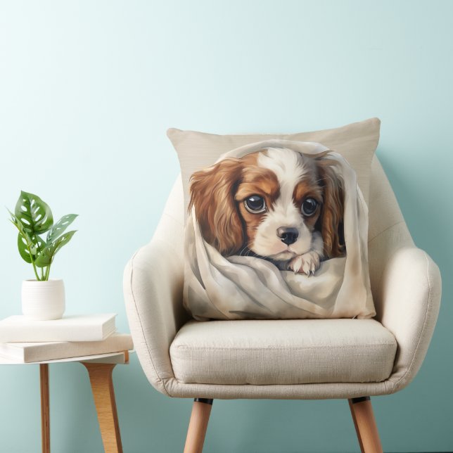 ALMOFADA CAVALIER KING CHARLES SPANIEL BOMBA EM BRANCO (Cadeira)