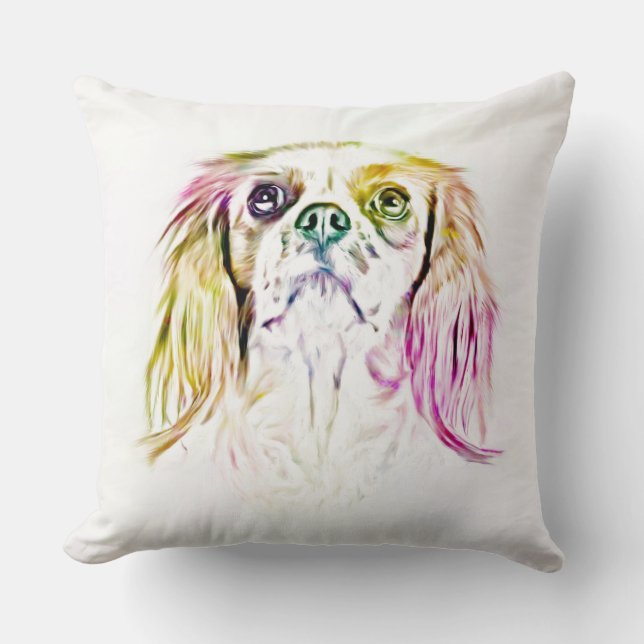 Almofada Cavalier King Charles Spaniel Dog Art Pintura (Frente)