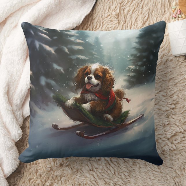 Almofada Cavalier King Charles Spaniel neve de Natal (Cobertor)
