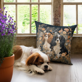 Almofada Cavalier King Charles Spaniels Antique Tapeçaria