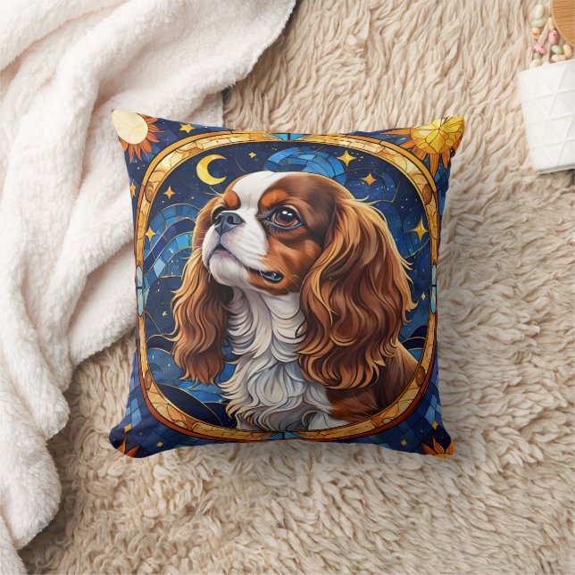 Almofada Cavalier King Charles StainGlass Night Moon (Cobertor)