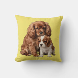Almofada Cavalier Spaniel Ruby e seu filhote Blenheim