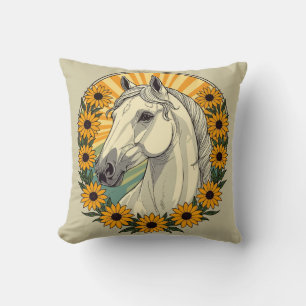 Almofada Cavalo Andando E Flores Susan De Olhos Negros