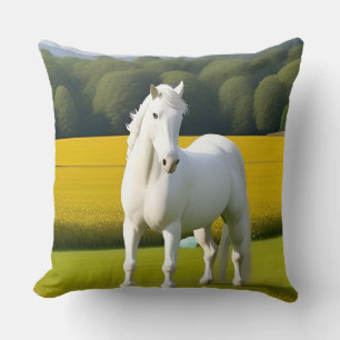Almofada Cavalo Branco Com Grinalda Floral