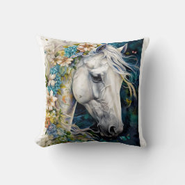 Almofada Cavalo Branco Fantasia decorado com flores