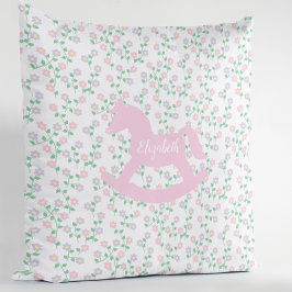 Almofada Cavalo de Balanço Floral Rosa
