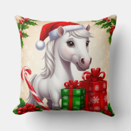 Almofada Cavalo de desenho animado festivo com chapéu de Pa