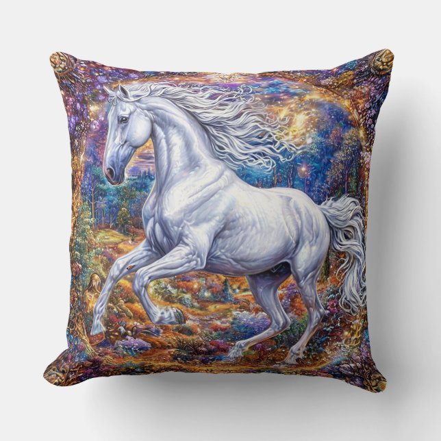 Almofada Cavalo de desenho animado fofo (Frente)