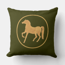 Almofada Cavalo de Efeito Dourado Chic no Verde Mossy Escur