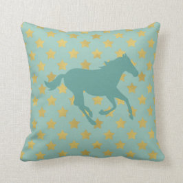 Almofada Cavalo e estrelas - azuis bebés e ouro