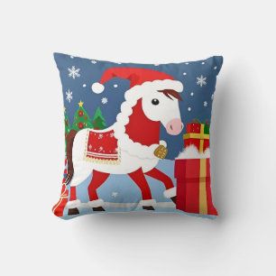 Almofada 🐴 Cavalo Festivo Aconchegante Estilo de Casa de I