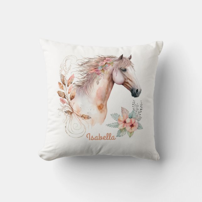 Almofada Cavalo Floral de Boho Bonito Personalizado (Frente)