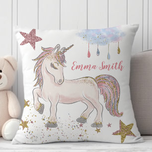 Almofada Cavalo Mágico com Brilho Estrelas Monograma Nome