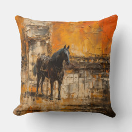 Almofada Cavalo Majestoso em Abstrato Sunset