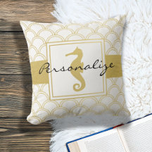 Cavalo-Marinho com Padrão de Onda do Oceano em Art