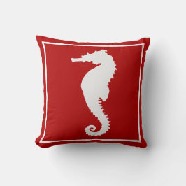 Almofada Cavalo-Marinho Vermelho e Branco Costeiro Náutico 