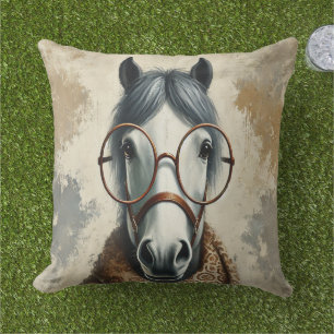 Almofada Cavalo na moda com Óculos - Arte Venenosa Engraçad
