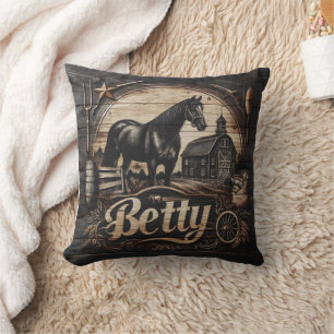 Almofada Cavalo Negro na Fazenda com o nome Betty