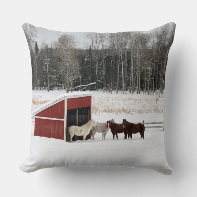 Almofada Cavalo no travesseiro da neve (Frente)