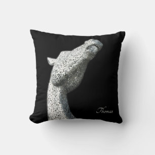 Almofada Cavalo Prateado Abstrato Elegante Preto Personaliz