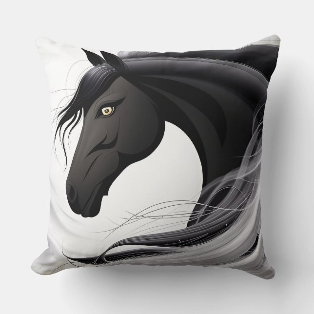 Almofada Cavalo Preto Magnífico (Frente)