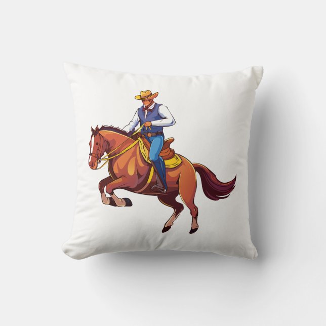 Almofada Cavalo saltando com o homem (Frente)